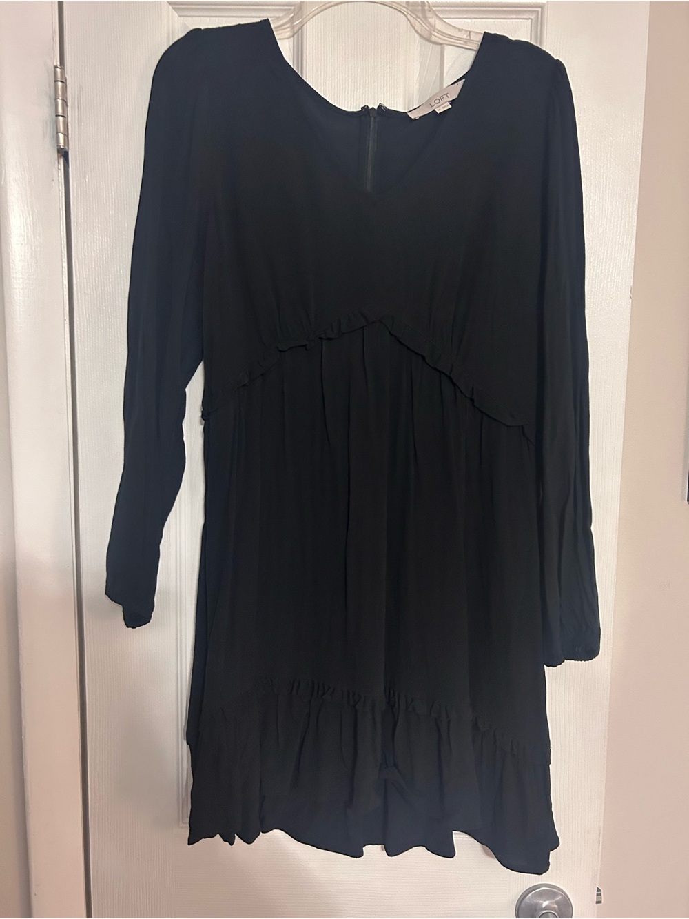 LOFT Black V-Neck long sleeved Dress